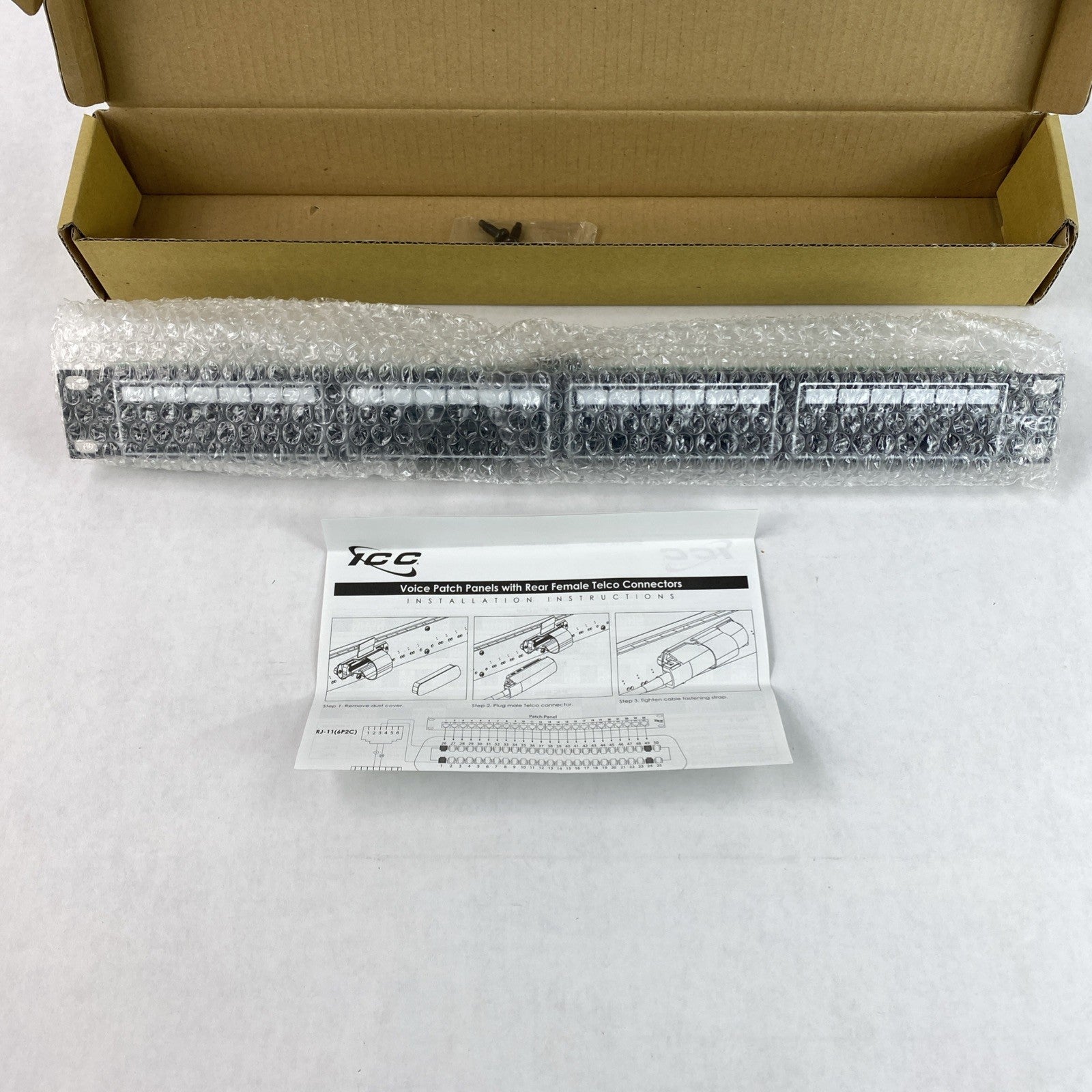 ICC 24- port 8P2C Patch Panel with 50-Pin Female Telco Connector 1 Rack Mount 7