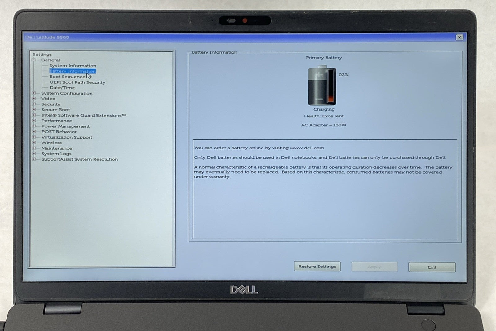 Dell Latitude 5500 Intel Core i5-8365U 1.60 GHz 8GB RAM 15.6" No HDD No OS