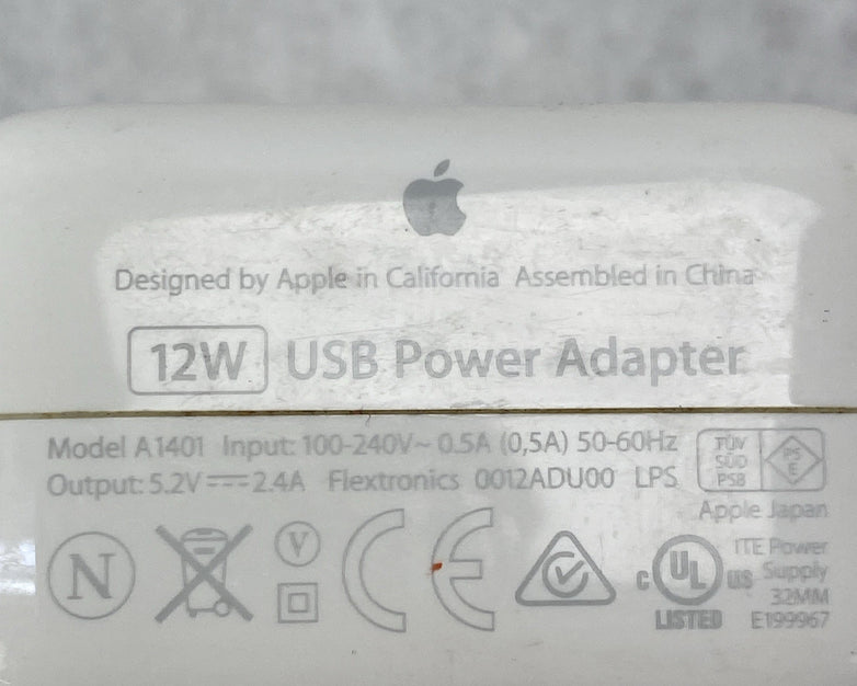 Apple A1401 12W 5.2V 2.4A Single USB Wall Charger Power Adapter - Lot of 12