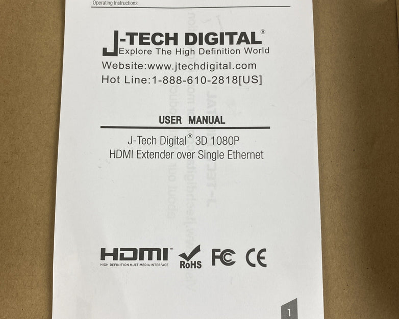 J-Tech Digital JTDHDEX-1 3D 10180P HDMI Extender