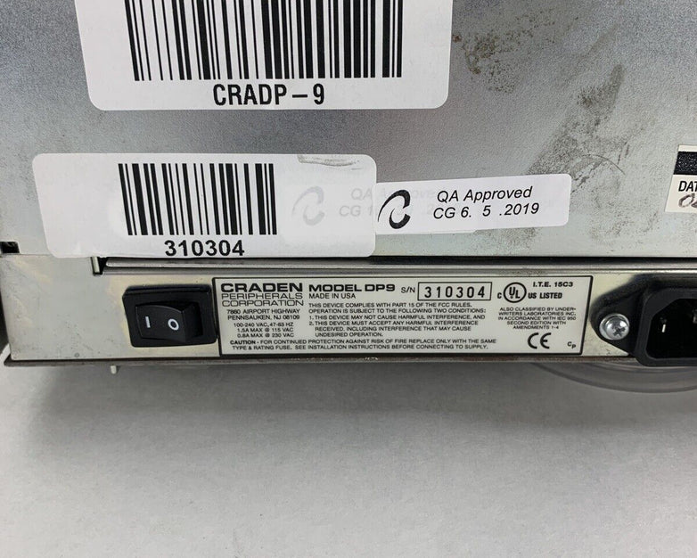 Craden Peripherals DP9 Passbook/Transcation Printer No Ribbon Bad Carriage Parts