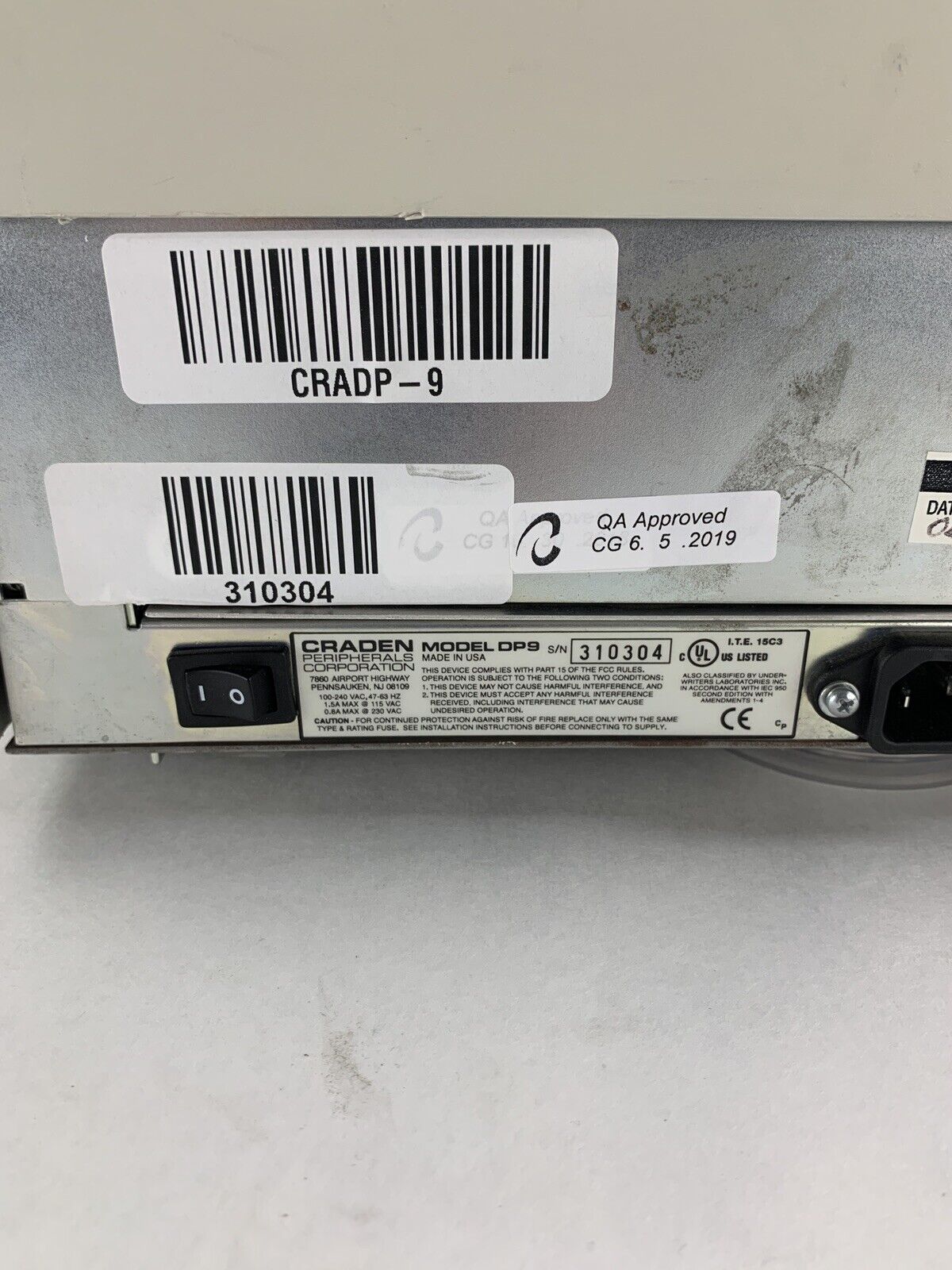 Craden Peripherals DP9 Passbook/Transcation Printer No Ribbon Bad Carriage Parts