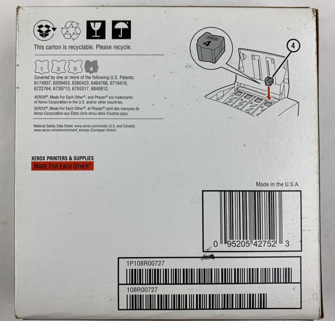 Xerox 108R00727 Solid Ink 8560/8560MFP Black Ink Cartridges New Sealed OEM Box