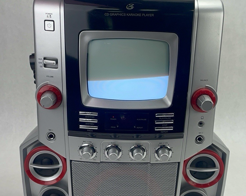 GPX JM258 Portable Karaoke Machine: 5" B&W Monitor CD/CD+G No Mic