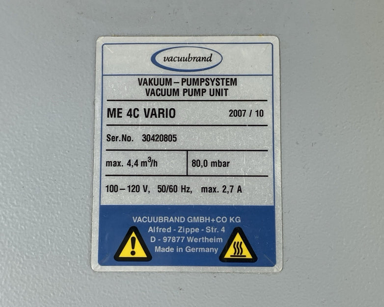 Vacuubrand ME 4C Vario Vacuum Pump Unit