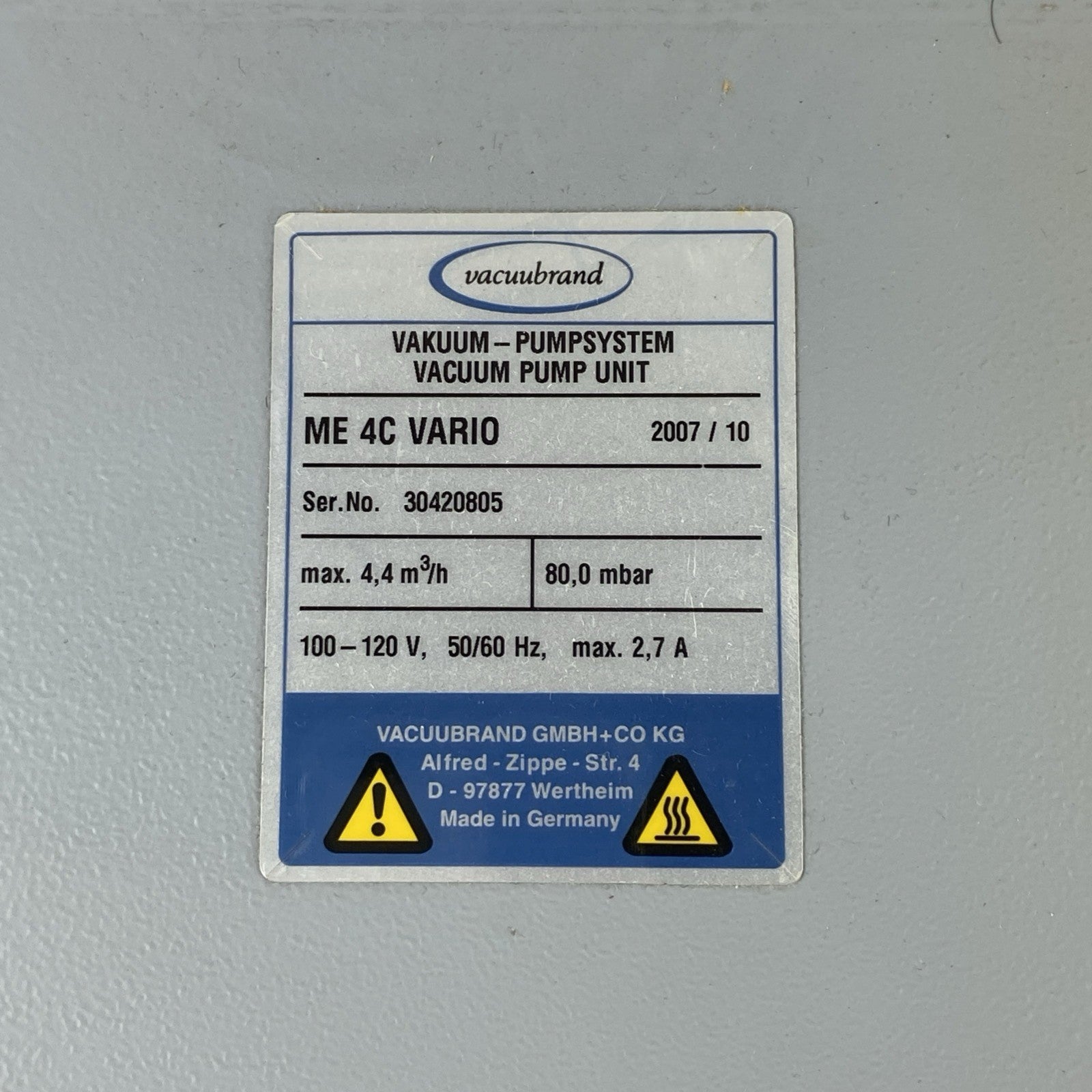 Vacuubrand ME 4C Vario Vacuum Pump Unit3