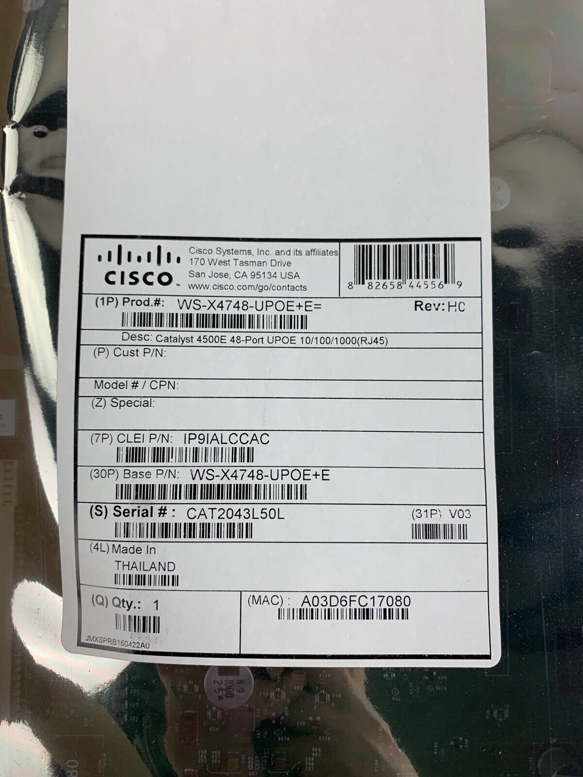 Cisco Catalyst WS-X4748-UPOE+E 4500-E UPoE Switch Line Card 48 Ports Box Opened