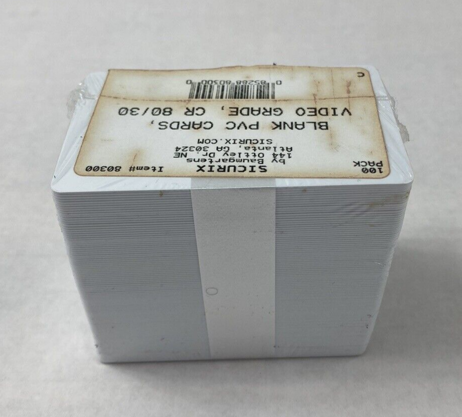 Lot of 2 Sicurix by Baumgartens 100 Pack Blank PVC Cards Video Grade CR 80/30