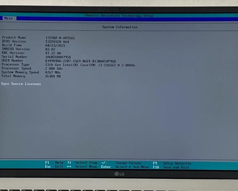 LG Gram 17Z90P-N.APS5U1 Intel Core i7-1165G7 2.80 GHz 16 GB RAM 17" No SSD No OS