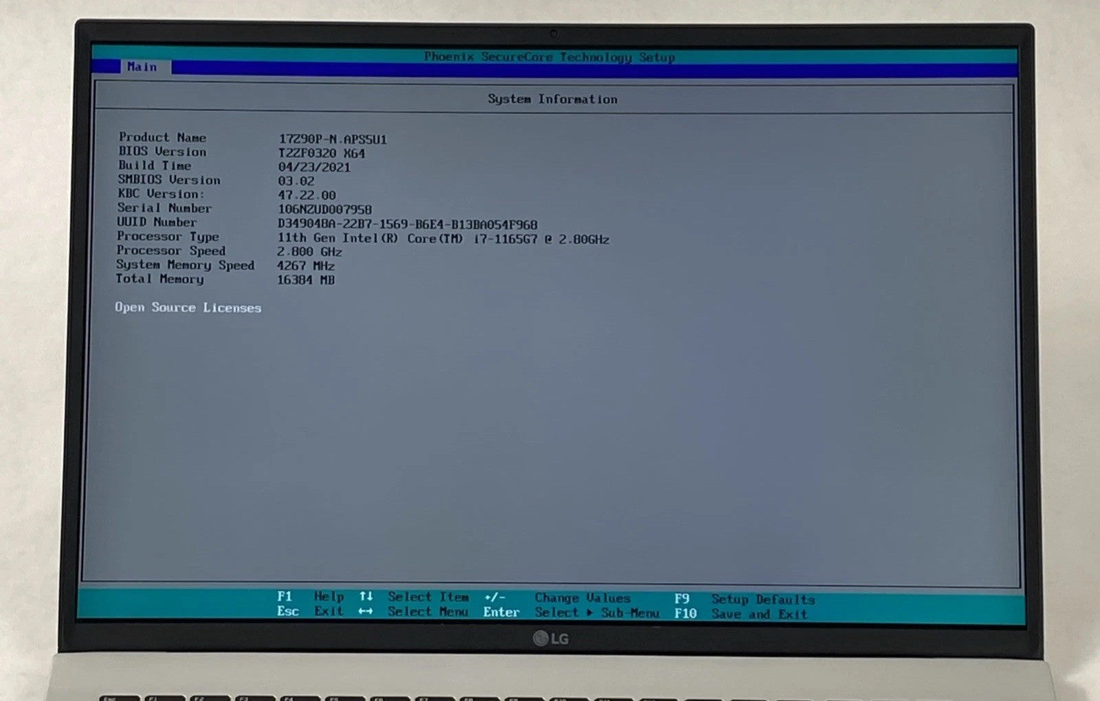 LG Gram 17Z90P-N.APS5U1 Intel Core i7-1165G7 2.80 GHz 16 GB RAM 17" No SSD No OS