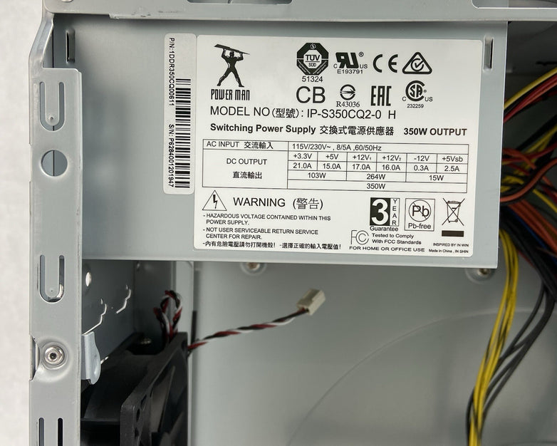 In Win Z589 Black MicroATX Computer Case Power Man IP-S350CQ2-0 350W PSU