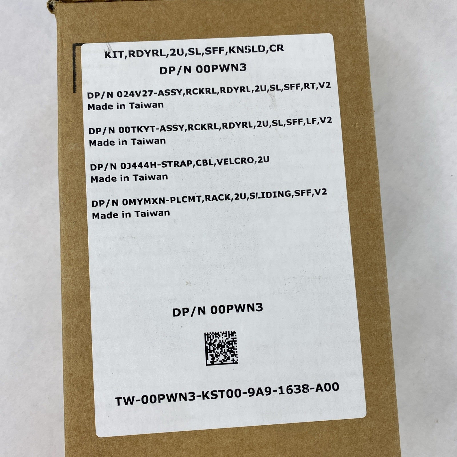 DELL KIT,RDYRL, 2U, SL, SFF, KNSLD,CR DP/N 00PWN31