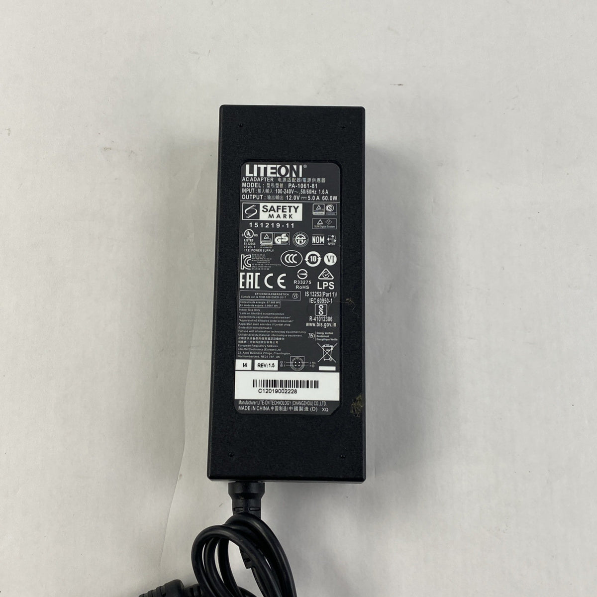 Liteon PA-1061-81 12V 5.0A 60W 4 Pin AC Adapter - Lot of 3 No Power Cord5