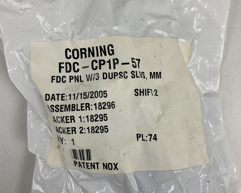 Corning FDC-CP1P-57 PNL W/3 Duplex SC Fiber SLVS Connector Panel