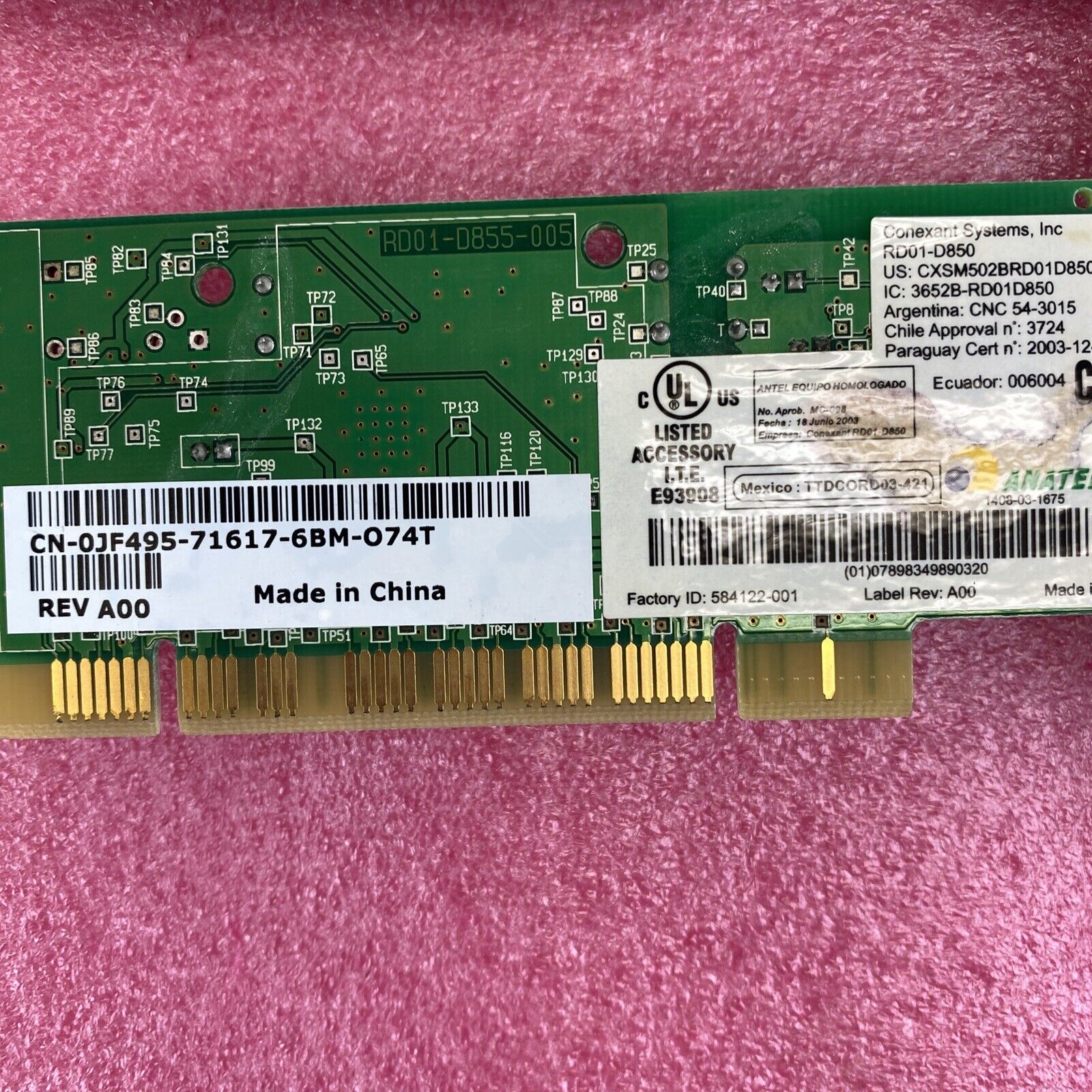 Anatel RD01-D850 Conexant 56k data fax modem PCI cards Lot of 3
