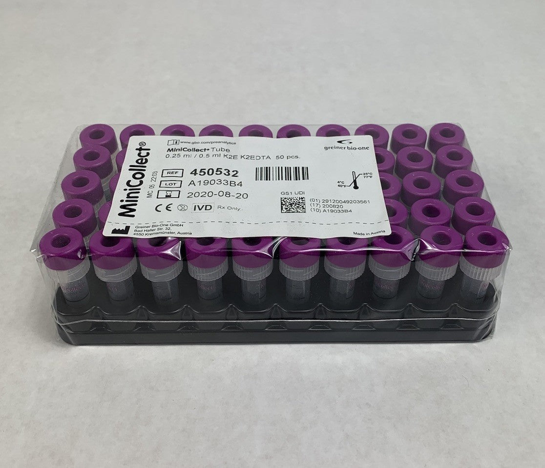 MiniCollect 450532 0.25ml / 0.5ml K2E K2EDTA 50pcs Tubes