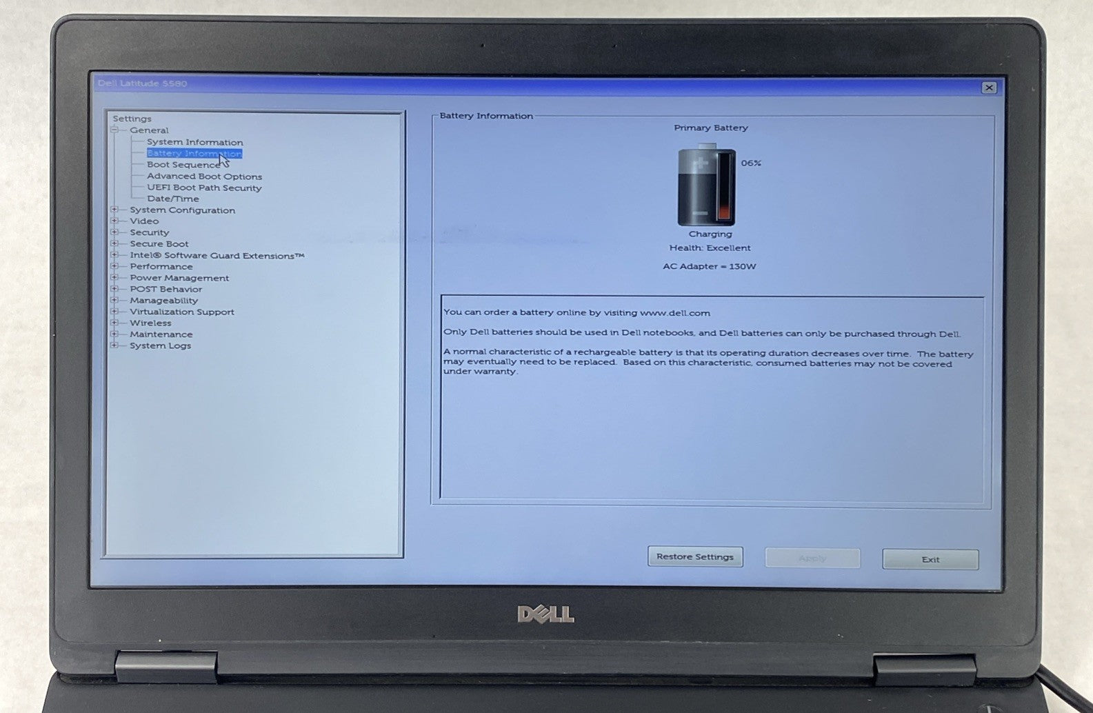 Dell Latitude 5580 Intel Core i5-7300U 2.60 GHz 8 GB RAM 15.6" No HDD No OS
