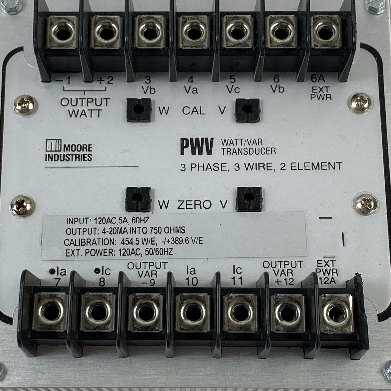 Moore Industries PWR/120AC,5A/4-20MA/2E-120AC-SPC(SM) Transducer MW/MVAR