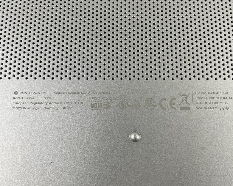 HP ProBook 455 G8 15.6" Ryzen 5 5600U 2.30GHz 8GB RAM No SSD/OS/AC - Missing Key