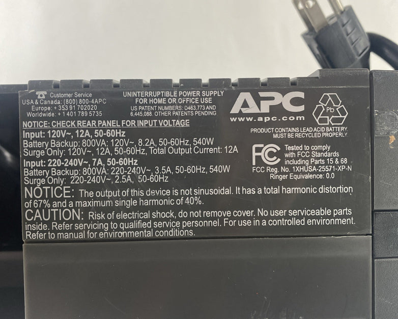 APC BX800 Back-UPS XS 800 Power Supply No Batteries Tested