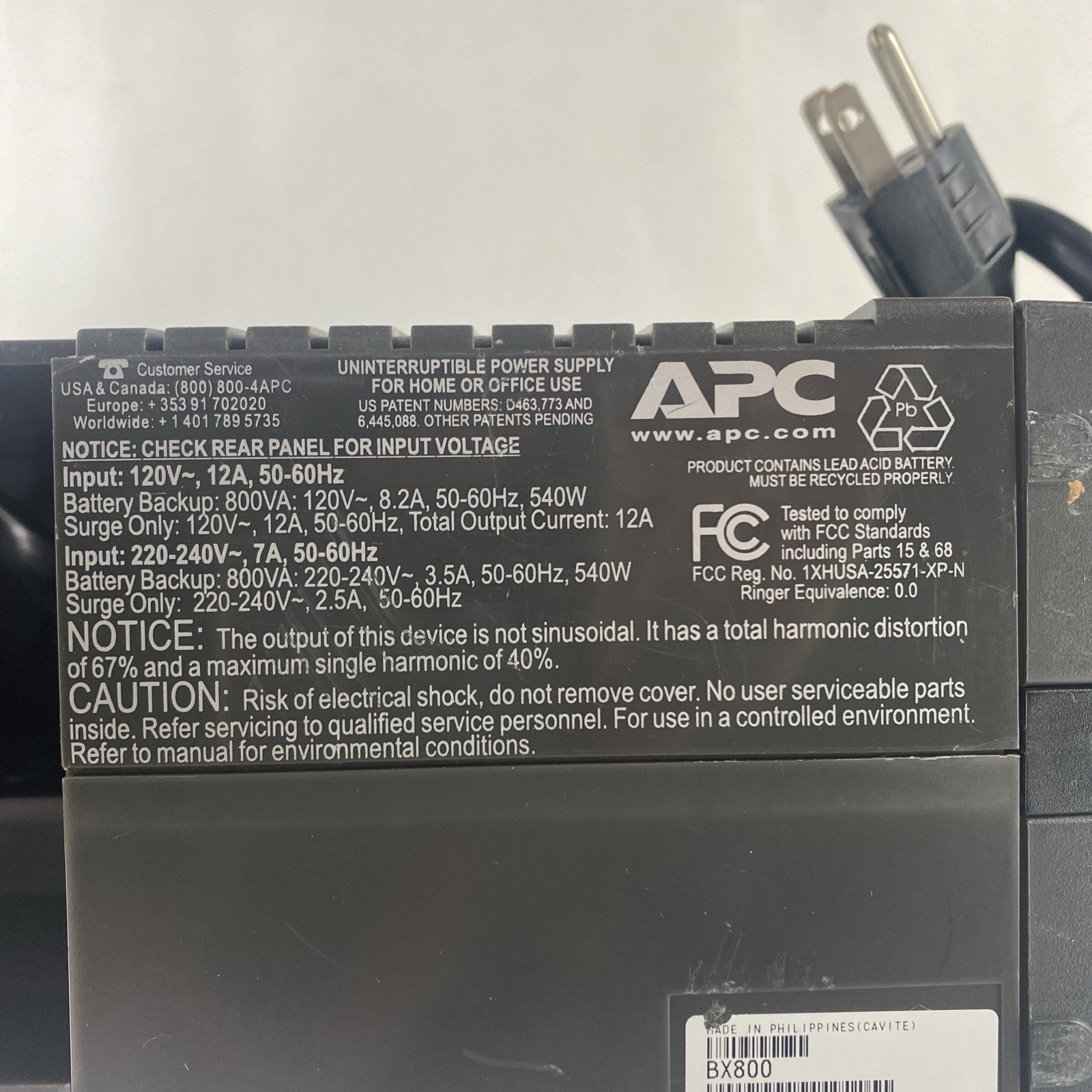 APC BX800 Back-UPS XS 800 Power Supply No Batteries Tested8