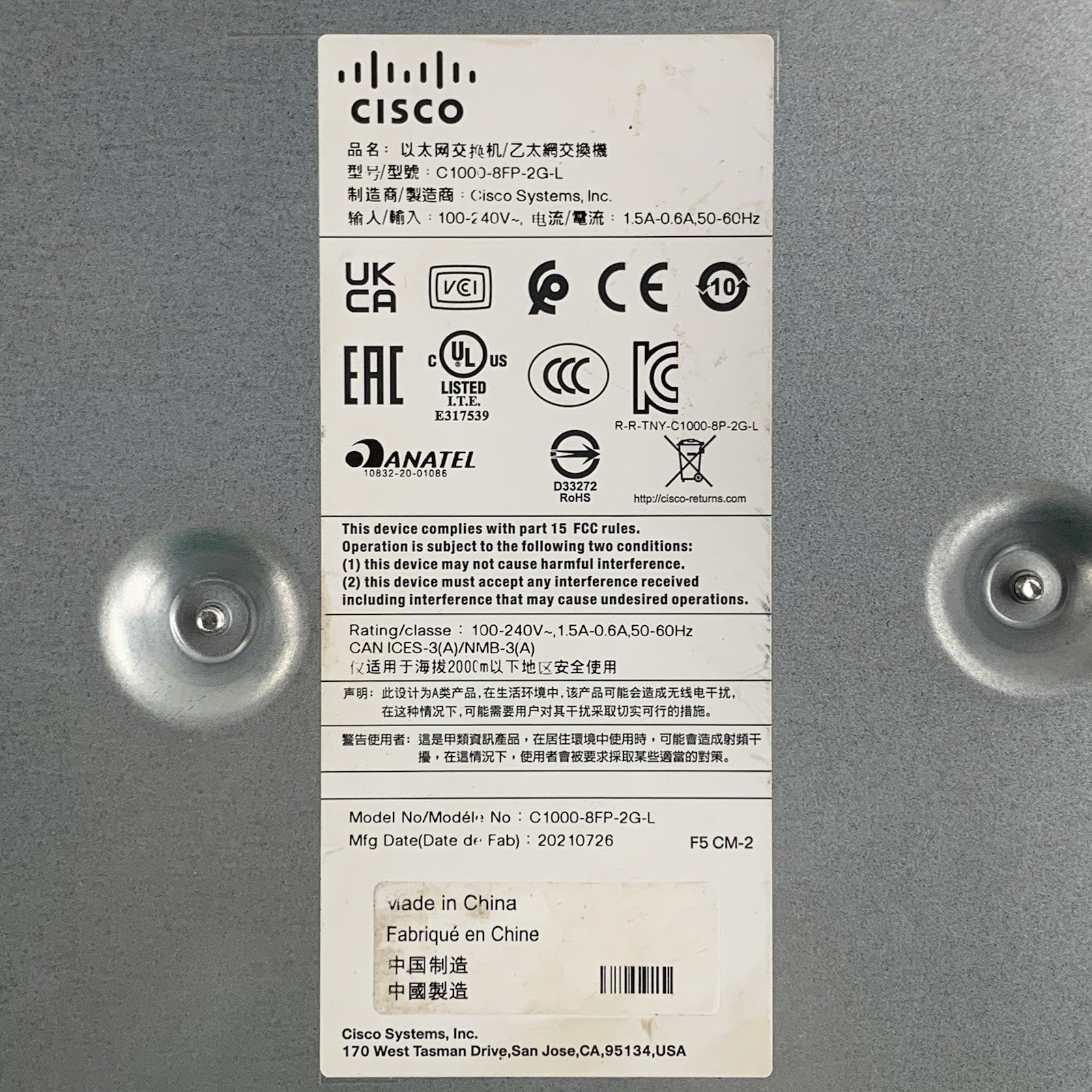 Cisco C1000-8FP-2G-L Catalyst 8-Port PoE+ GbE 2-Port DP Network Switch Tested9