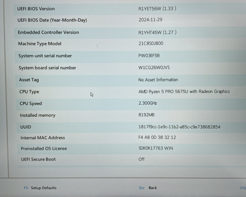 Lenovo ThinkPad L15 Gen3 15.6" Ryzen5 Pro 5675U 2.3GHz 8GB RAM No SSD/OS/AC/Batt