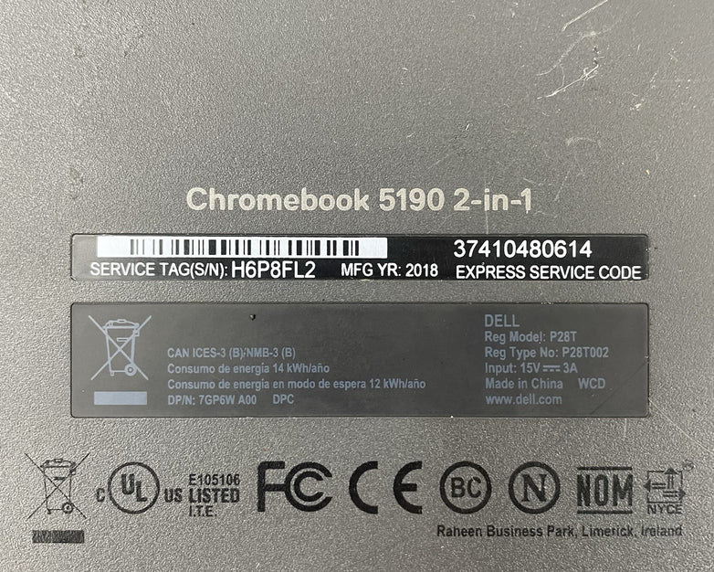 Dell ChromeBook 5190 2-in-1 Touch 11.6" Celeron N3350 1.10 GHz 4 GB RAM 16GB SSD