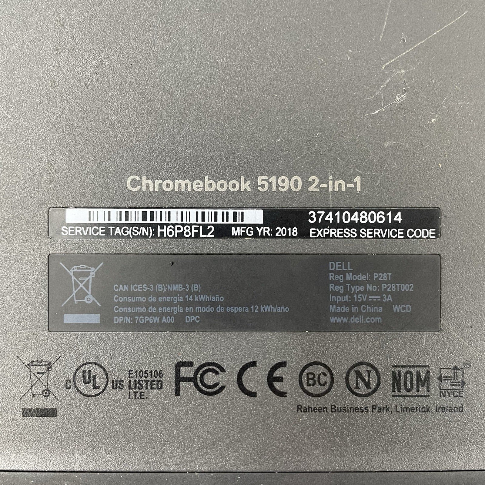 Dell ChromeBook 5190 2-in-1 Touch 11.6" Celeron N3350 1.10 GHz 4 GB RAM 16GB SSD14