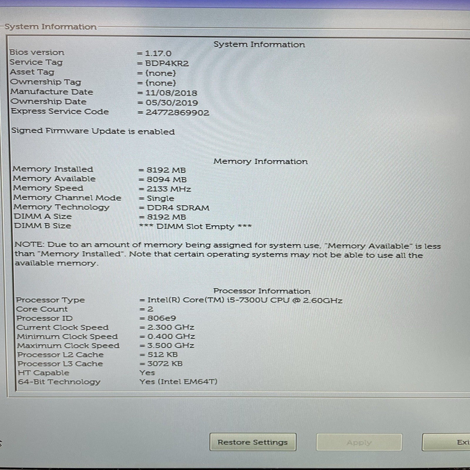 Dell Latitude 7490 14" i5-7300U 2.60 GHz 8 GB RAM No SSD/OS/AC2