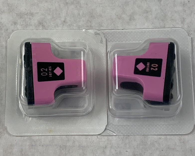 Lot(2) HP PhotoSmart Light Magenta Pink 02 Ink Cartridge NIB Genuine CB284W