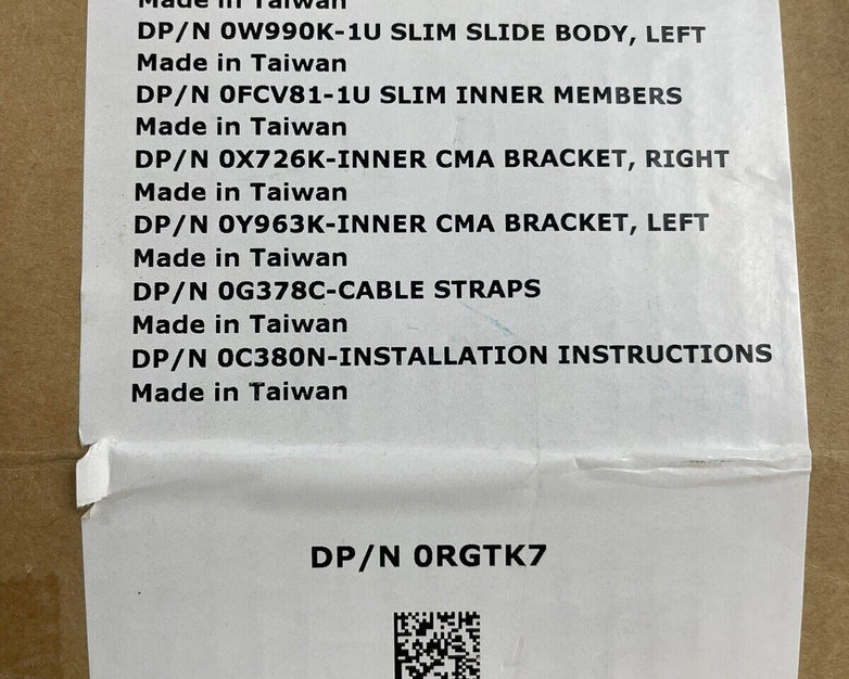 TW-0RGTK7-75021-9BU-2558-A00 1U Slim Sliding ReadyRail Kit DP/N 0RGTK7