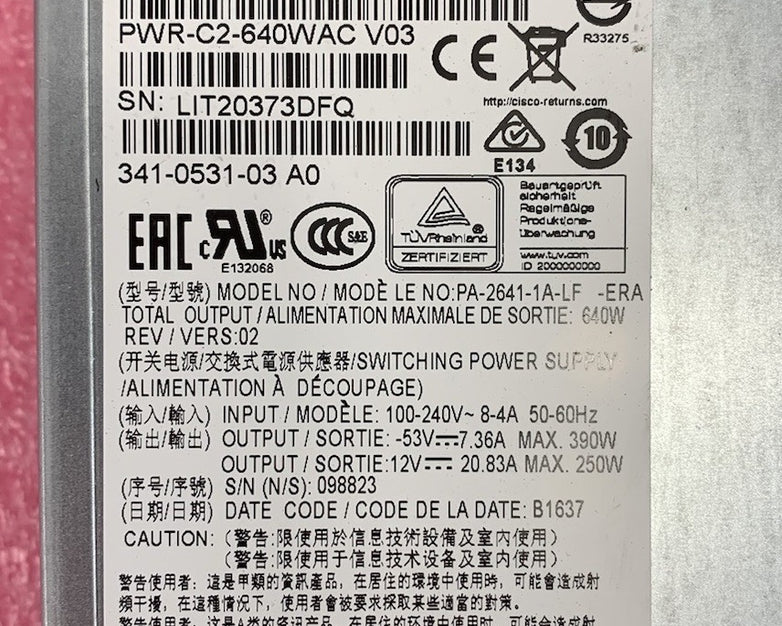Liteon PWR-C2-640WAC 640W Power Supply PA-2641-1A-LF (Lot of 2)