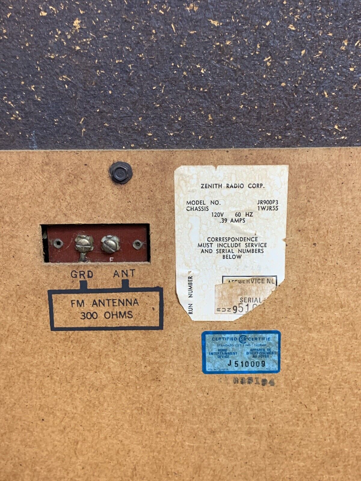 Vintage Zenith Record and Track Player JR900P3 For Parts and Repair