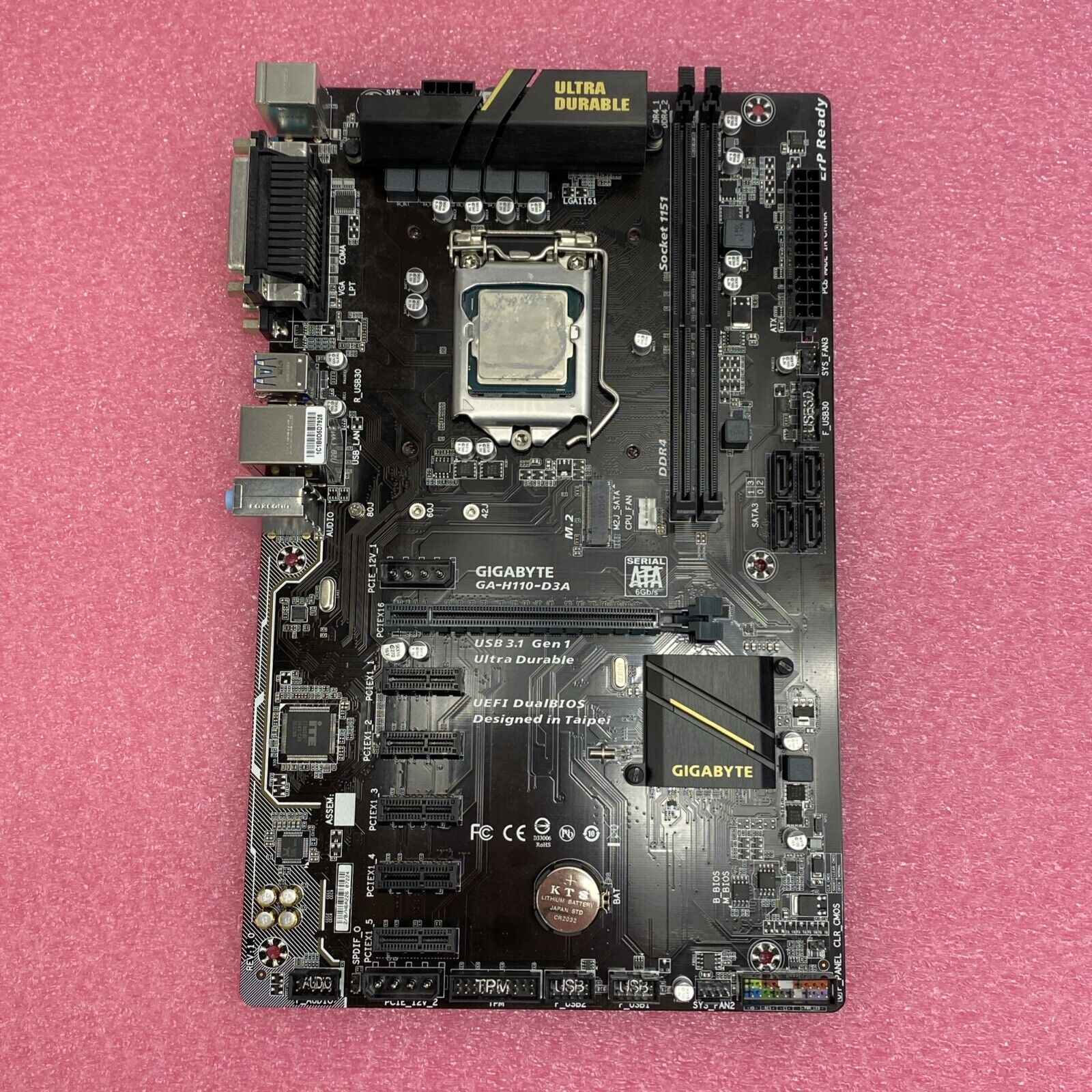 Gigabyte H110-D3A Motherboard Pentium C4400 3.3GHz No RAM No Shield