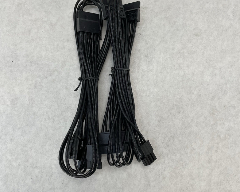 Unbranded Braided 6 Pin to 4 x SATA Driver Power Supply Modular Cable Lot of 2