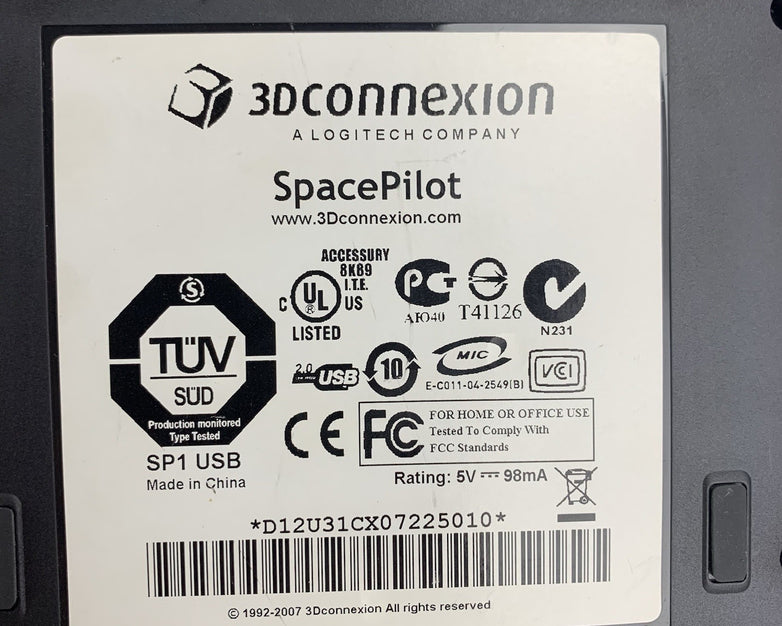 3DConnexion SpacePilot 3D Motion Controller CAD Mouse Power Tested Sticky