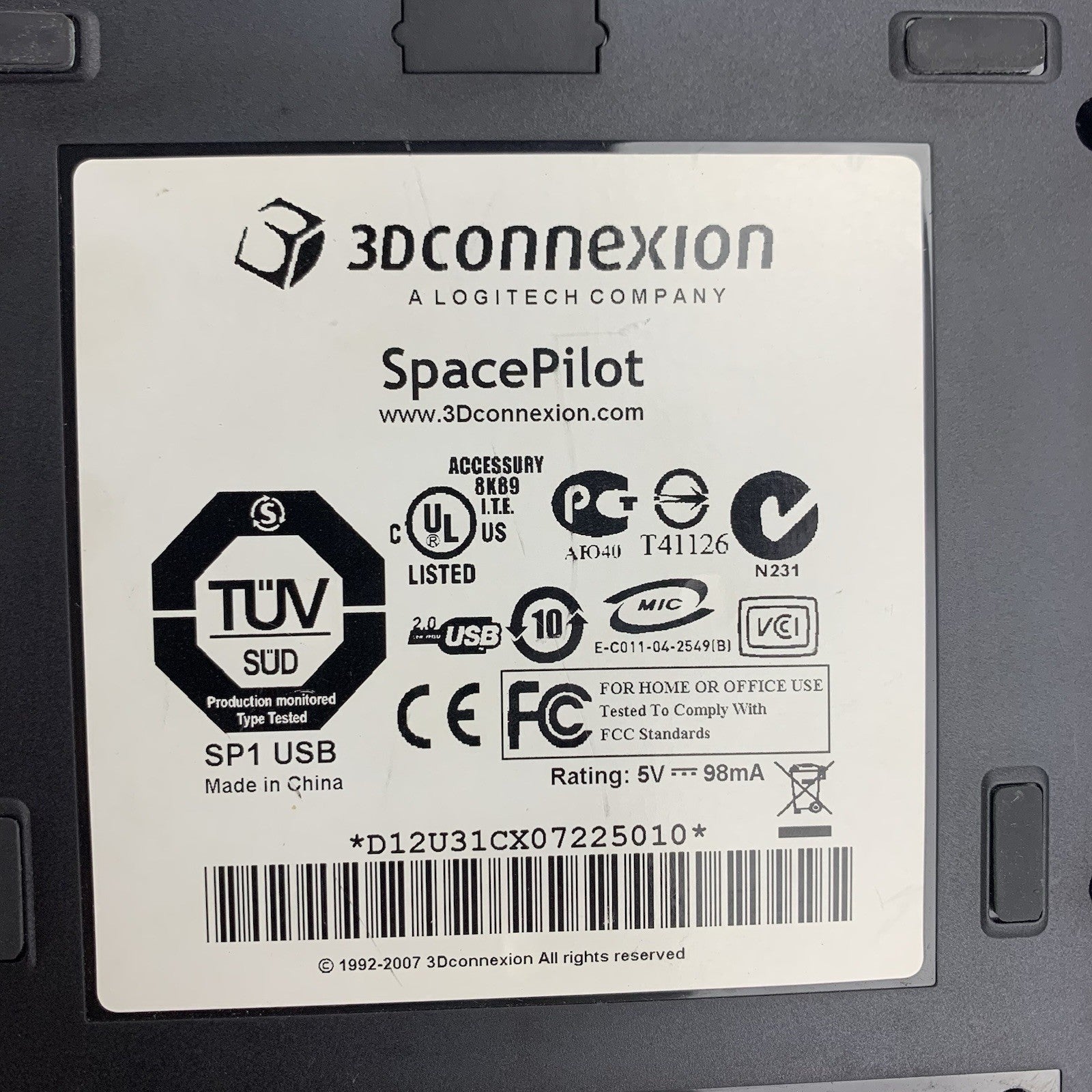 3DConnexion SpacePilot 3D Motion Controller CAD Mouse Power Tested Sticky9