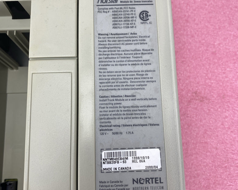 Norstar M12X0 Copper Trunk Module Broken Cover Hinges