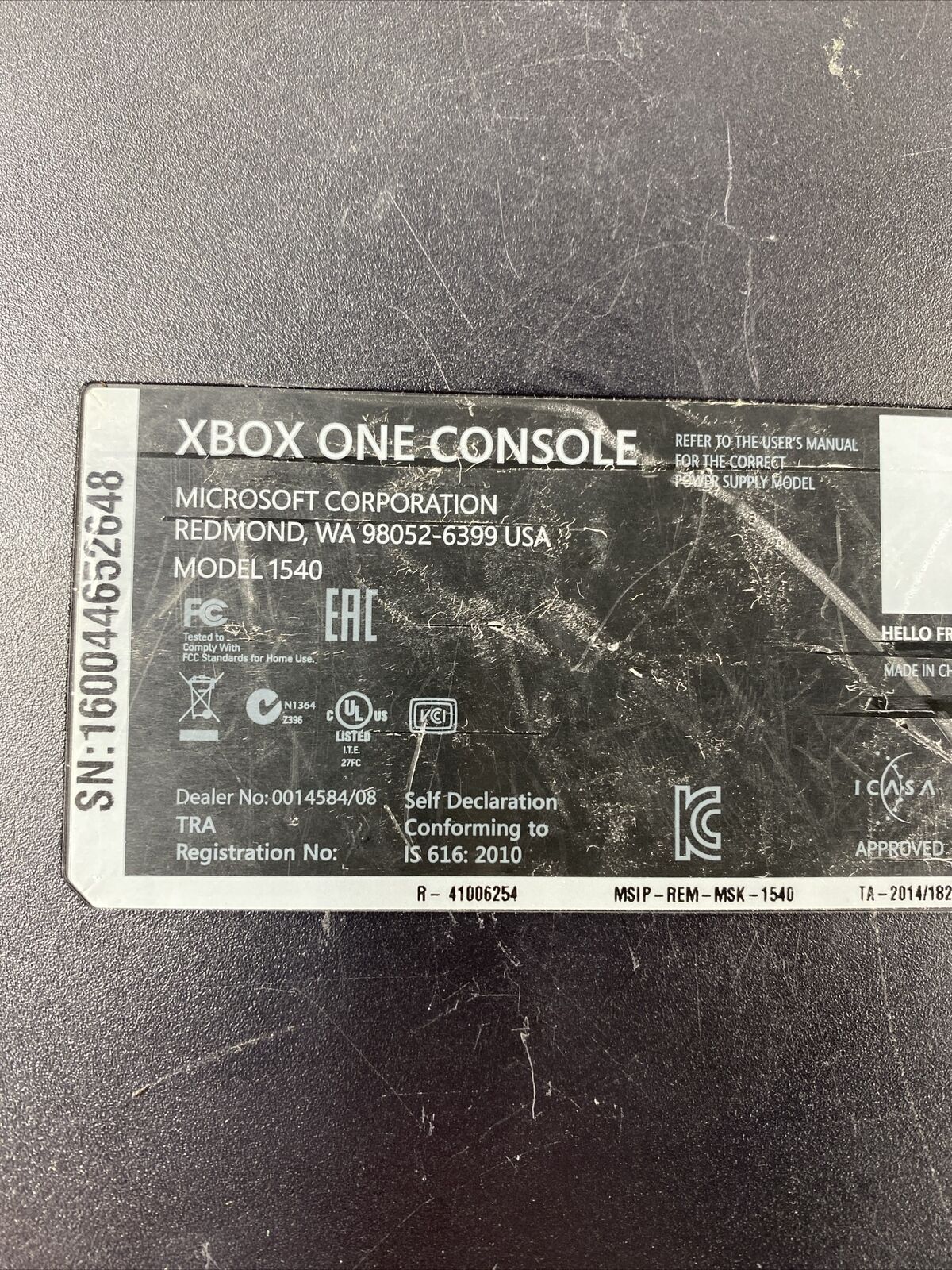 Xbox One 1540 500GB HDD Black Video Game Console 90325 BROKE