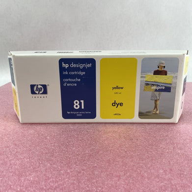 HP Designjet Ink Cartridge C4933a Yellow 81 New OEM Box Sealed 08 Lot of 2
