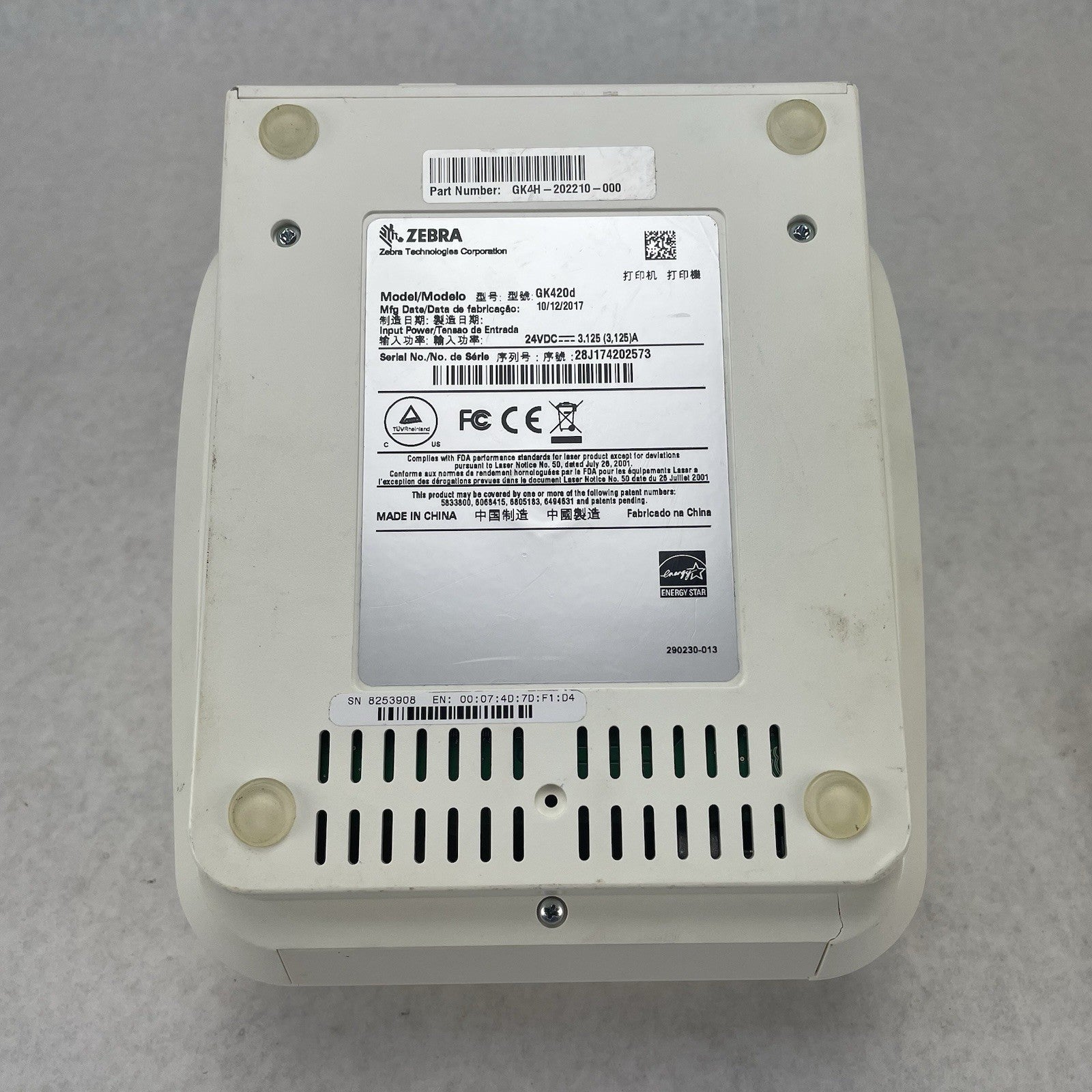 Zebra GK420D Printer Tested For Parts or Repair 279,948pgc11