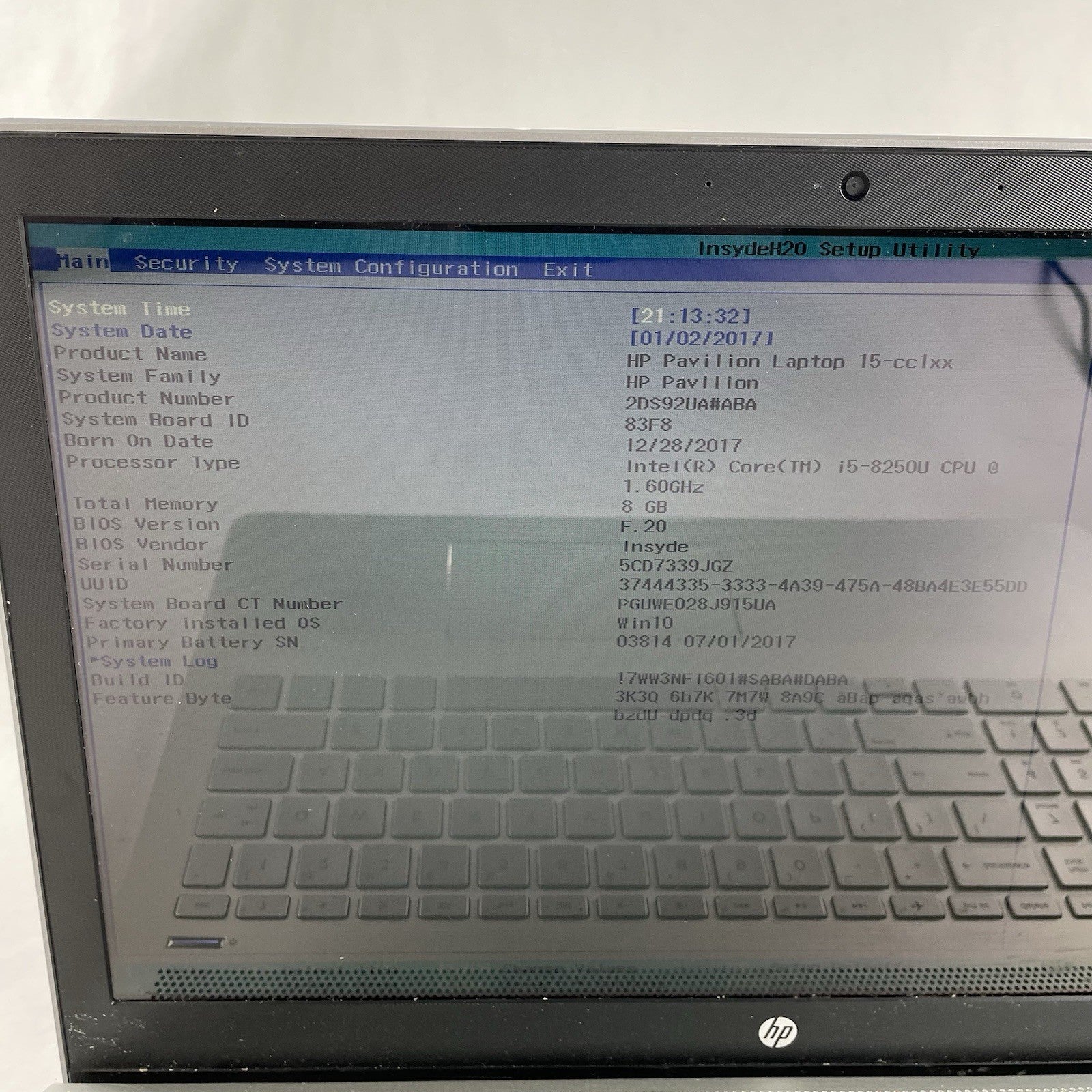 HP Pavilion 15-cc123cl 15.6" i5-8250U 1.60 GHz 8GB RAM No SSD No OS - Bad Bottom4