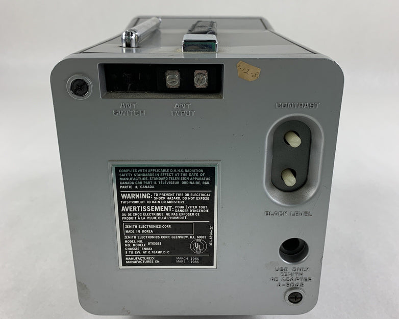 Zenith BT055S1 Portable 5” Television AM/FM Radio 1986 Vintage Untested