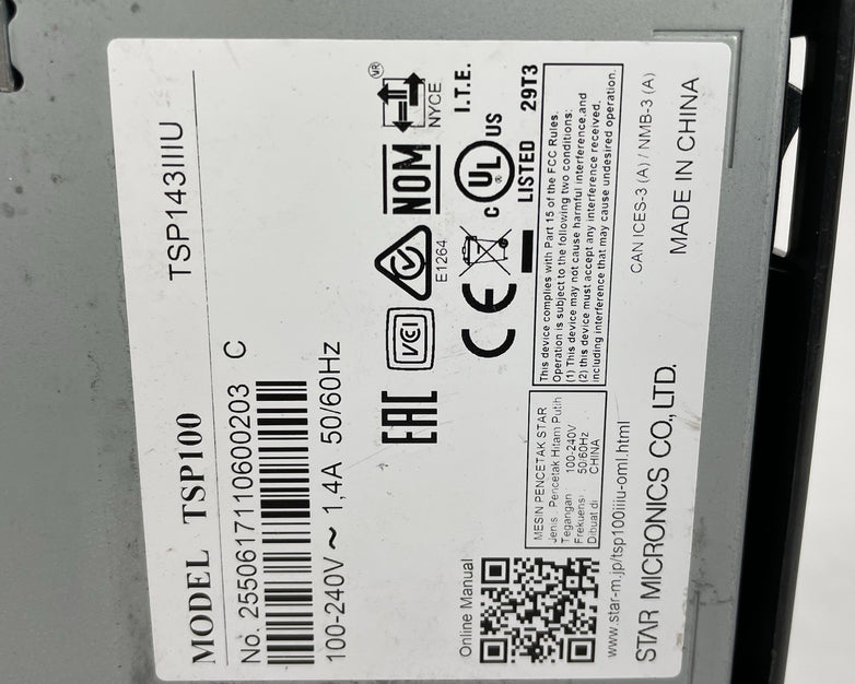 Star TSP100 TSP143IIIU Thermal Receipt Printer USB Tested