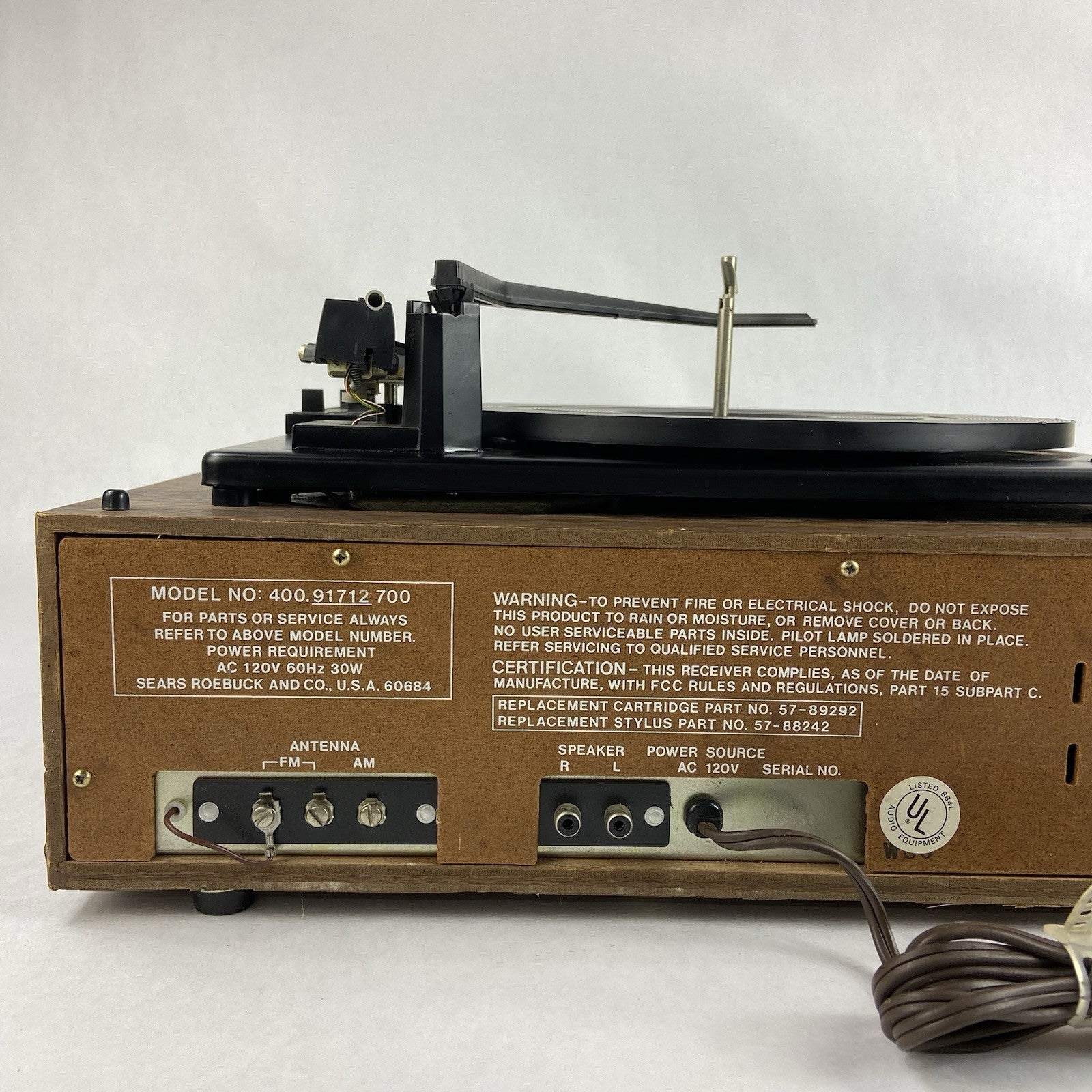 Sears 400.91712 700 AM/FM Stereo 8 Track Turntable Music System5