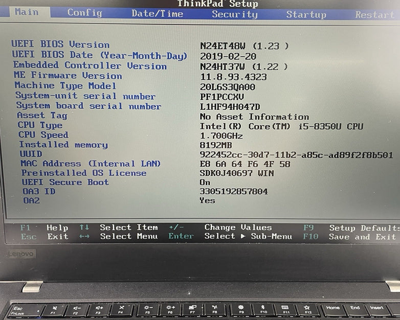 Lenovo ThinkPad T480 14" i5-8350U 1.70 GHz 8 GB RAM No SSD/OS/AC/Battery