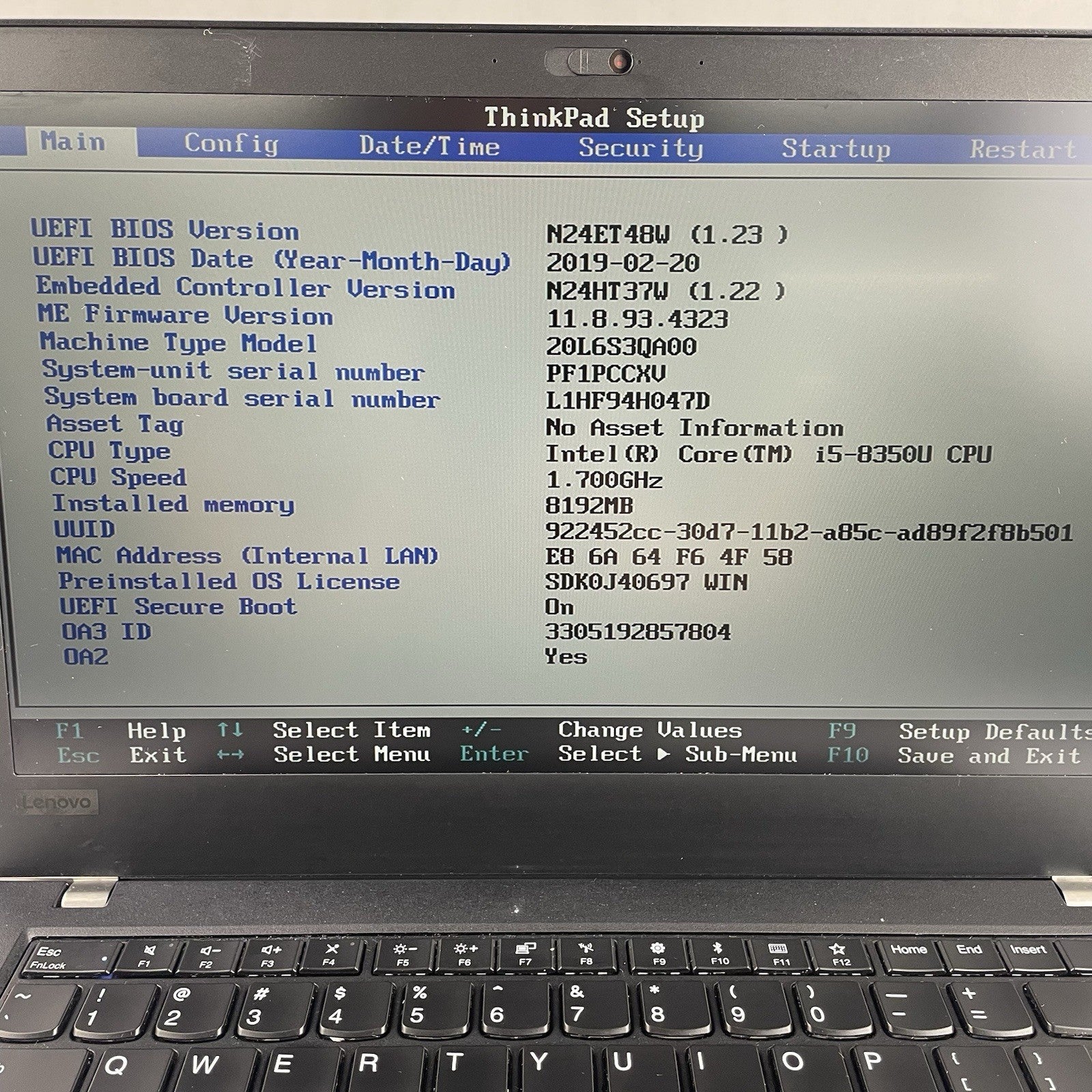 Lenovo ThinkPad T480 14" i5-8350U 1.70 GHz 8 GB RAM No SSD/OS/AC/Battery3