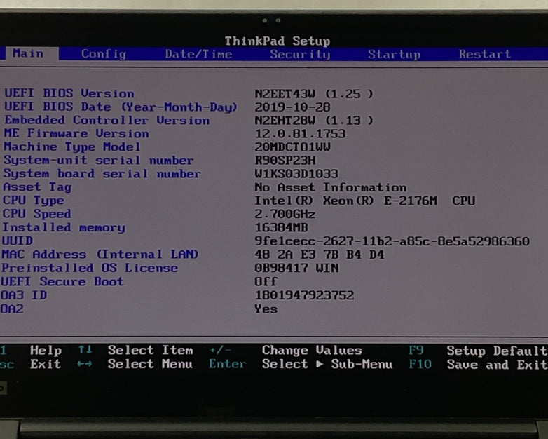 Lenovo ThinkPad P1 15.6" Touch Xeon E 2176M 2.70 GHz 16 GB RAM No HDD No OS