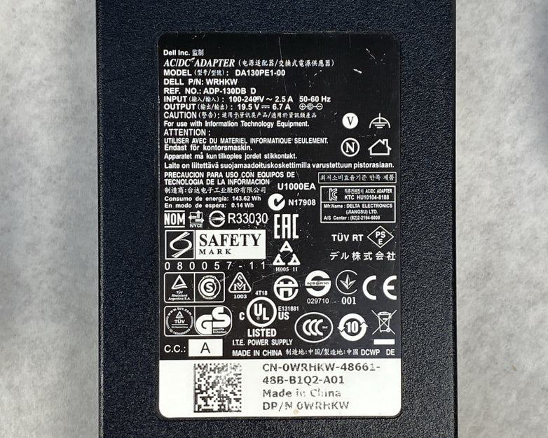 Dell DA130PE1-00 130W 19.5V 6.7A 7.4mm Barrel Charger AC Adapter (Lot of 10)